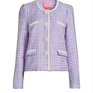 Lilly Pulitzer Jaden Tweed Bouclé Jacket in Lark Lilac, 10. NEW
